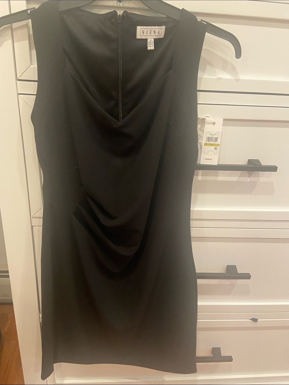 Siena Studio Black Sleeveless Draped Mini Dress